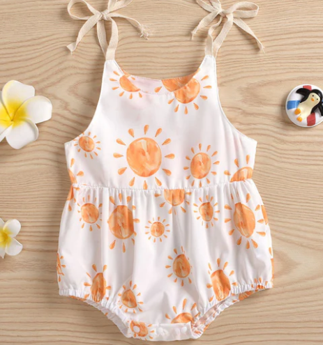 The Most Adorable Baby Clothes: Floral Sun Print Rompers!