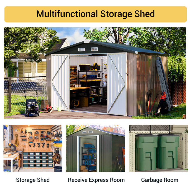 10 ft. W x 8 ft. D Metal Storage Shed