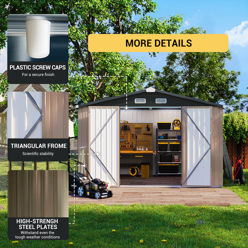 10 ft. W x 8 ft. D Metal Storage Shed