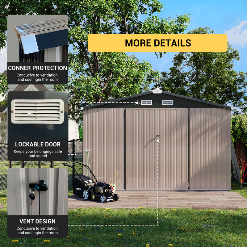 10 ft. W x 8 ft. D Metal Storage Shed