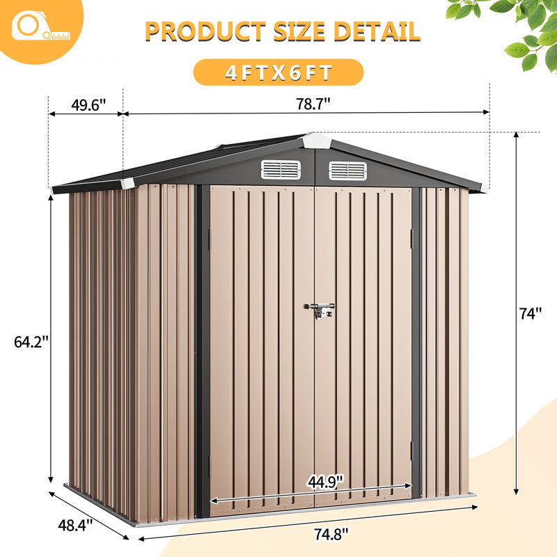 6 ft. W x 4 ft. D Metal Storage Shed