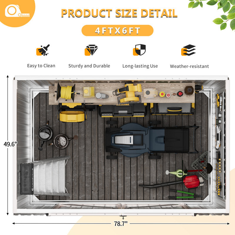 6 ft. W x 4 ft. D Metal Storage Shed