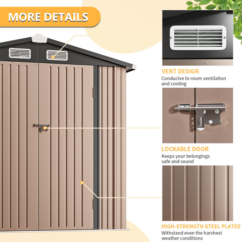 6 ft. W x 4 ft. D Metal Storage Shed