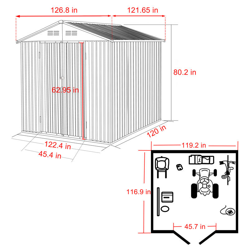 Outdoor Storage Shed, Steel Utility Tool Shed Storage House with Door & Lock, Metal Sheds Outdoor Storage for Garden Patio Lawn Poolside