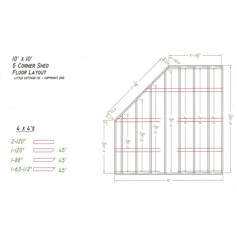 10' W x 10' D Colonial 5 Corner Shed