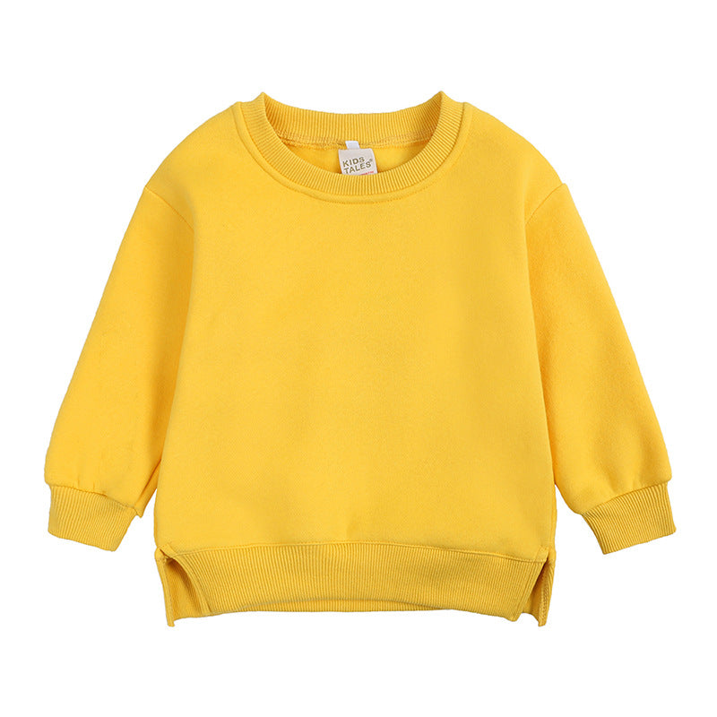 Children Pullover Pure Color Plus Fleece Hoodie Children Clothing Wholesale Usa