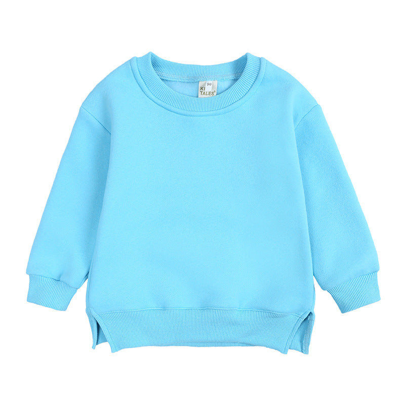 Children Pullover Pure Color Plus Fleece Hoodie Children Clothing Wholesale Usa