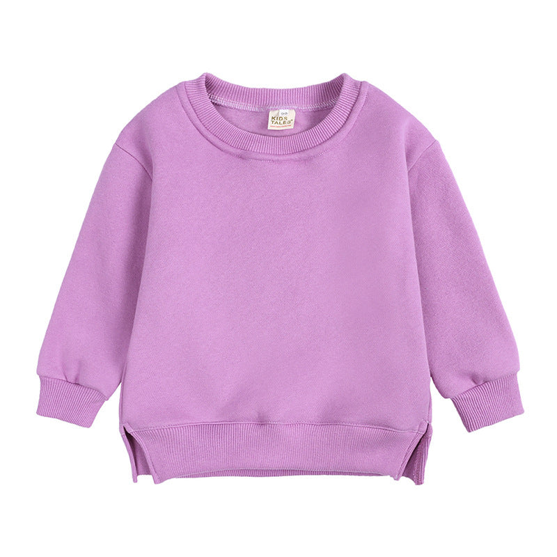 Children Pullover Pure Color Plus Fleece Hoodie Children Clothing Wholesale Usa