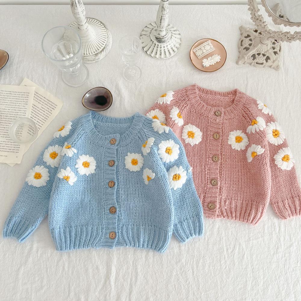 Baby Girls Daisy Embroidered Cardigan Wholesale Clothing Baby