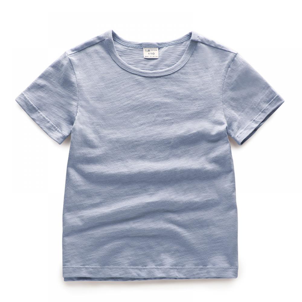 Neutral Toddler Boys Girls Summer Top Bamboo Textile Solid Breathable Crew Neck T-shirt Wholesale Boys Clothing Suppliers