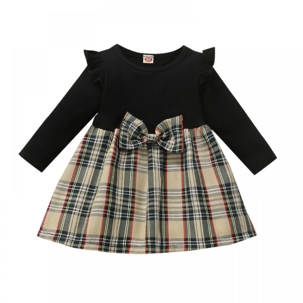 Baby Girls Plaid Bow Dress Wholesale Clothing Baby