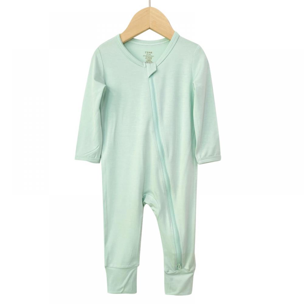 Children's clothing bamboo fiber baby conjoined spring and autumn long -sleeved newborn clothes baby climbing zipper pajamas Baby Wholesale Clothes