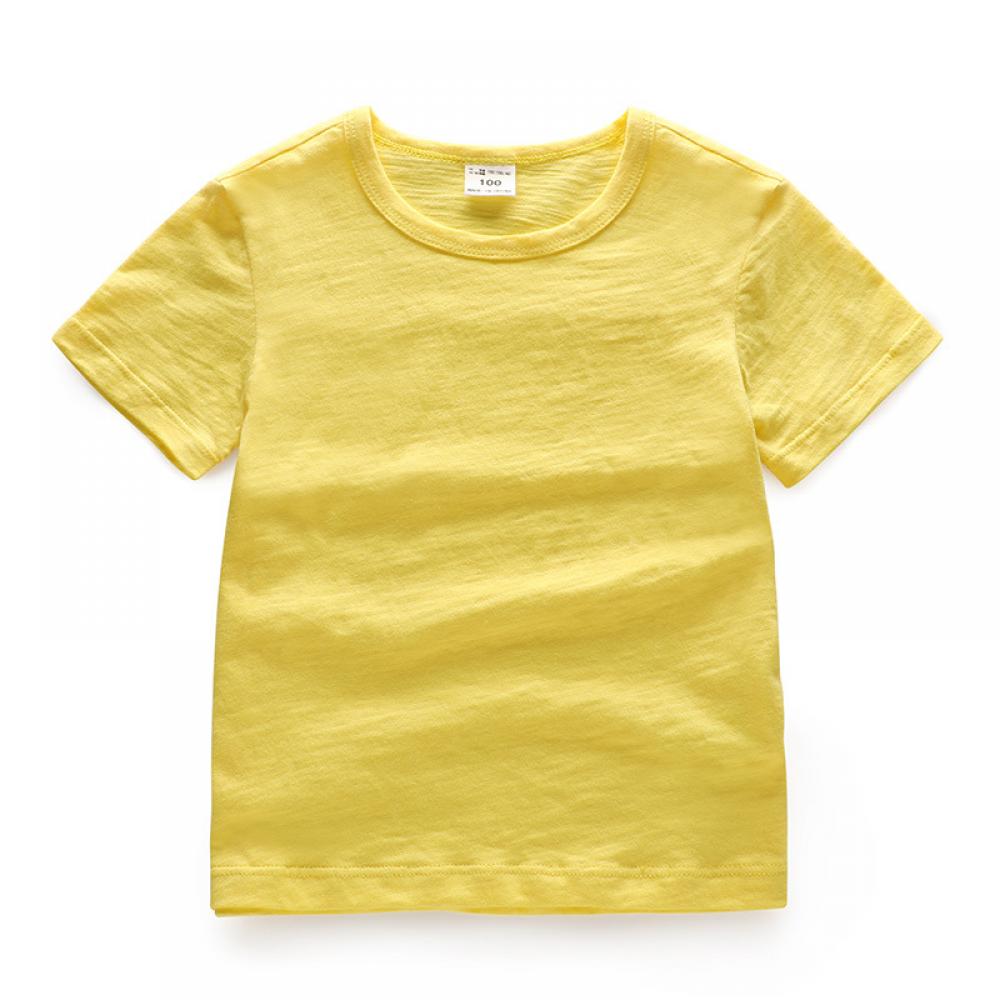 Neutral Toddler Boys Girls Summer Top Bamboo Textile Solid Breathable Crew Neck T-shirt Wholesale Boys Clothing Suppliers