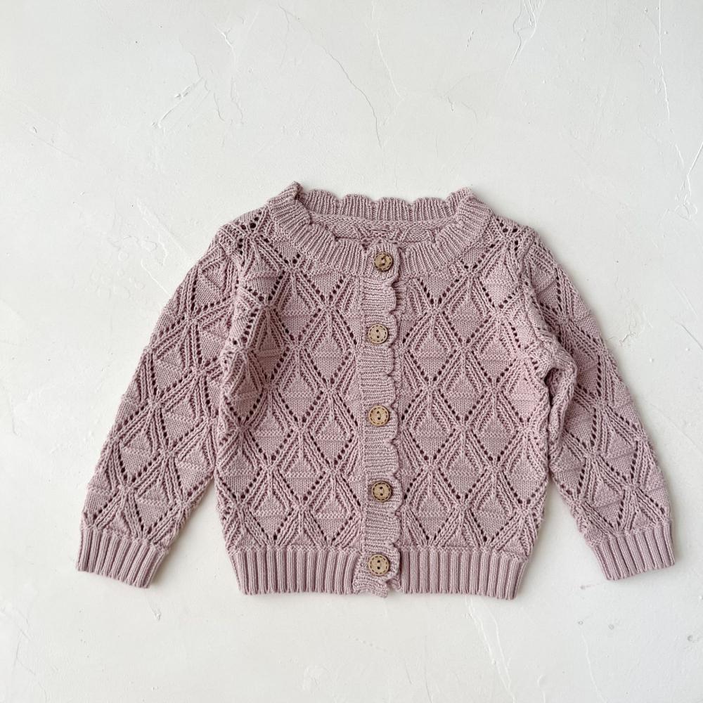 Baby Girls Spring Autumn Knitted Cardigan Solid Color Wholesale Clothing Baby