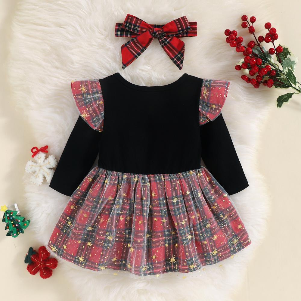 Spring and Autumn Baby Girls Dress Christmas Fawn Print Long Sleeve Skirt Baby Girl Dress In Bulk