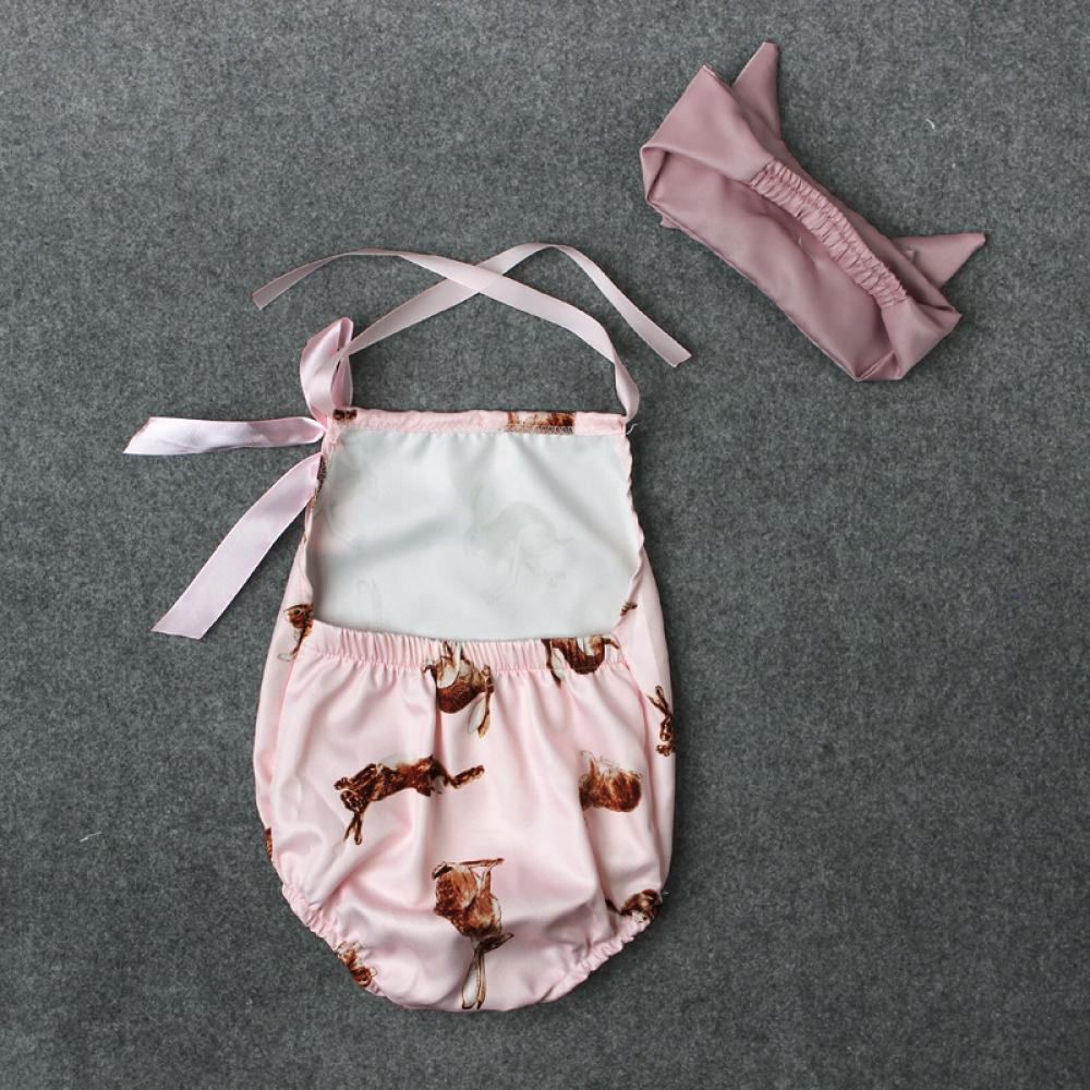 Girls summer Easter Bunny jumpsuit with bow tie Baby Wholesales