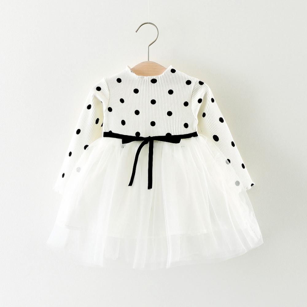 Giels Spring and Autumn Polka Dot Tulle Dress Wholesale Baby Girl Clothes