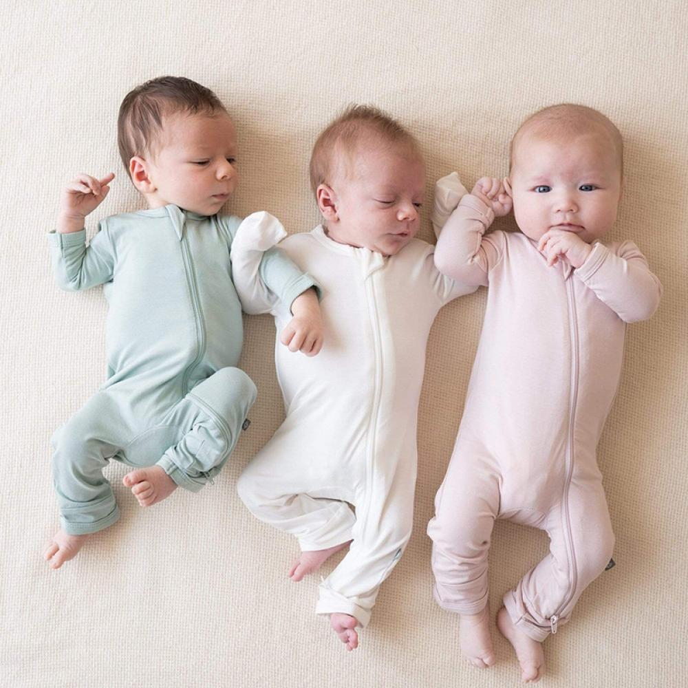 Children's clothing bamboo fiber baby conjoined spring and autumn long -sleeved newborn clothes baby climbing zipper pajamas Baby Wholesale Clothes