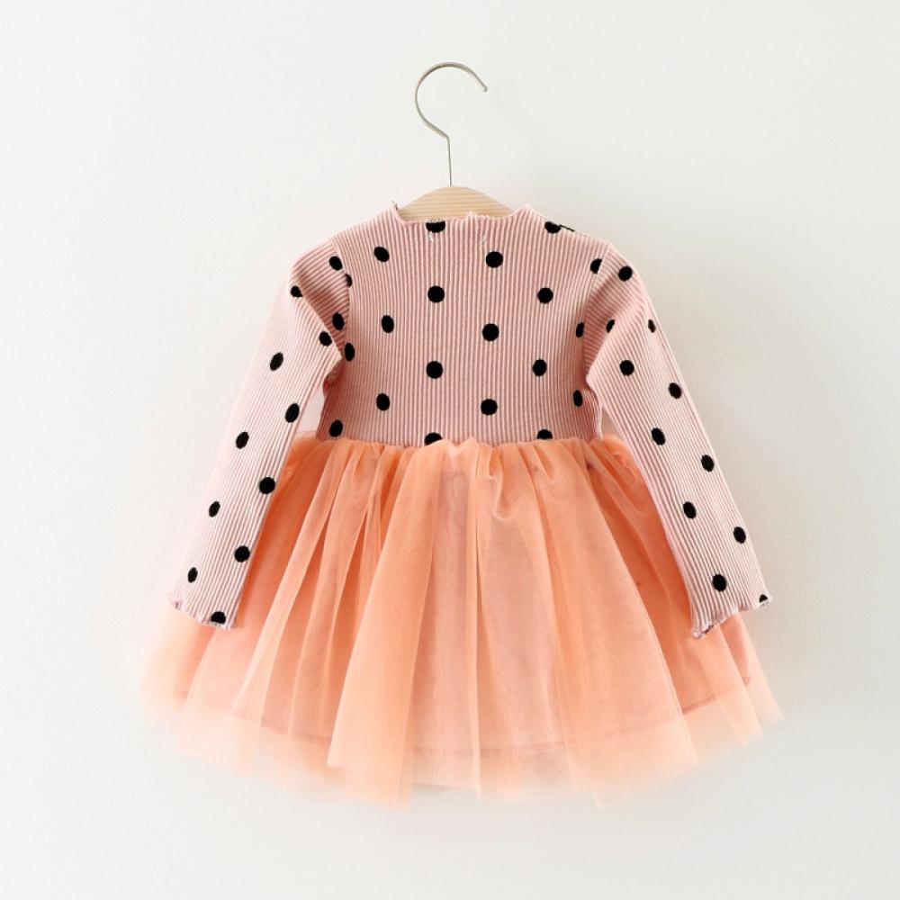 Giels Spring and Autumn Polka Dot Tulle Dress Wholesale Baby Girl Clothes