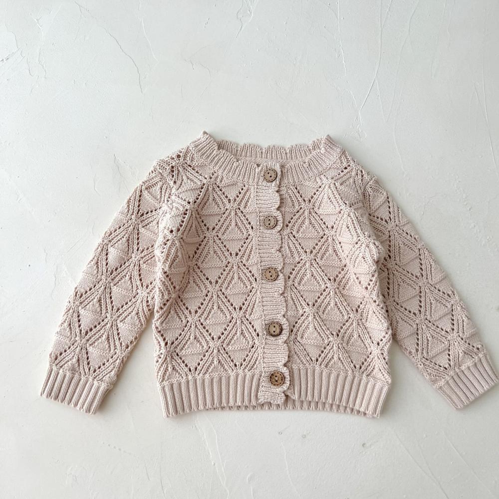 Baby Girls Spring Autumn Knitted Cardigan Solid Color Wholesale Clothing Baby