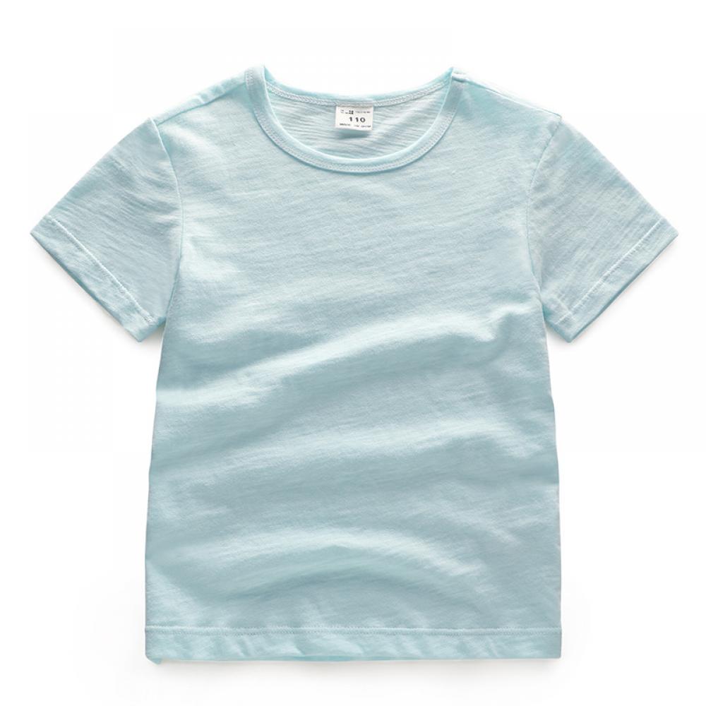 Neutral Toddler Boys Girls Summer Top Bamboo Textile Solid Breathable Crew Neck T-shirt Wholesale Boys Clothing Suppliers