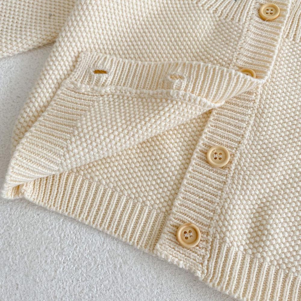 Autumn Baby Girl Cotton Yarn Embroidered Long-sleeved Knitted Cardigan Coat Wholesale Girls Clothes