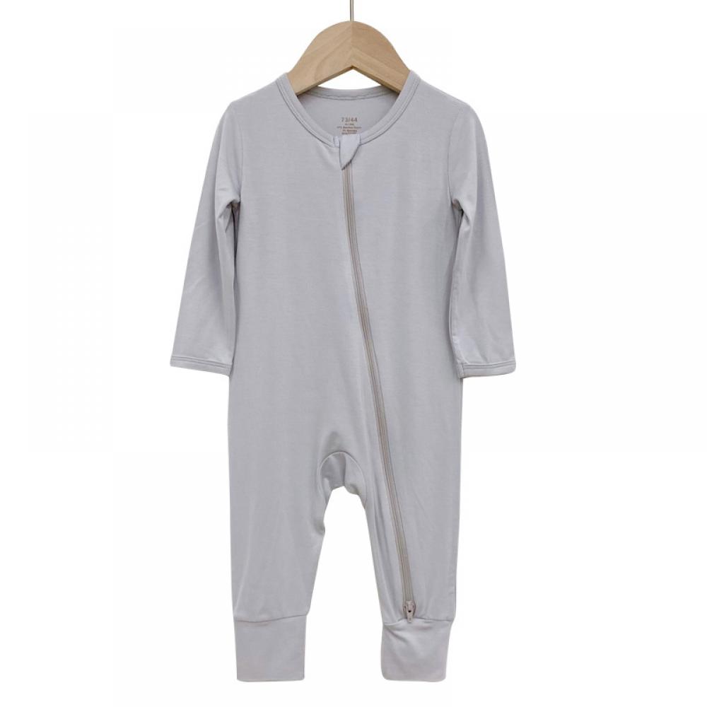 Children's clothing bamboo fiber baby conjoined spring and autumn long -sleeved newborn clothes baby climbing zipper pajamas Baby Wholesale Clothes