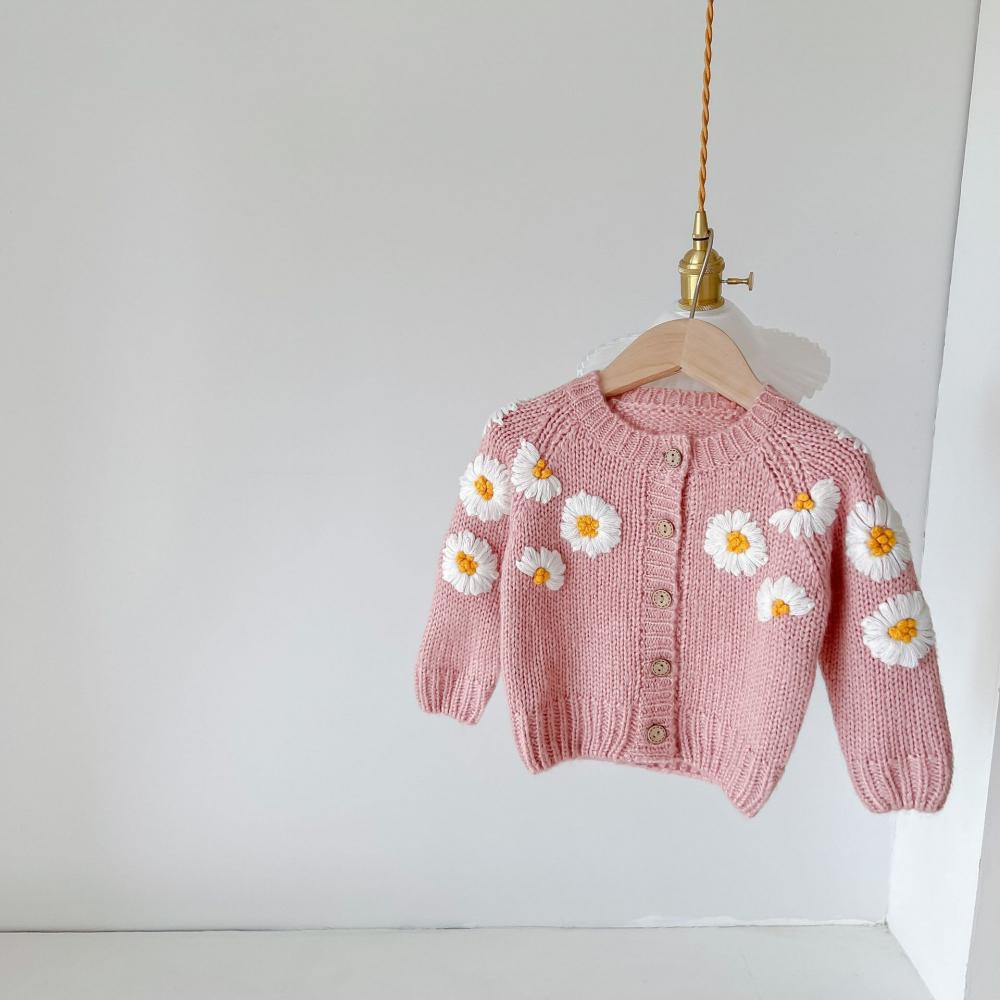 Baby Girls Daisy Embroidered Cardigan Wholesale Clothing Baby